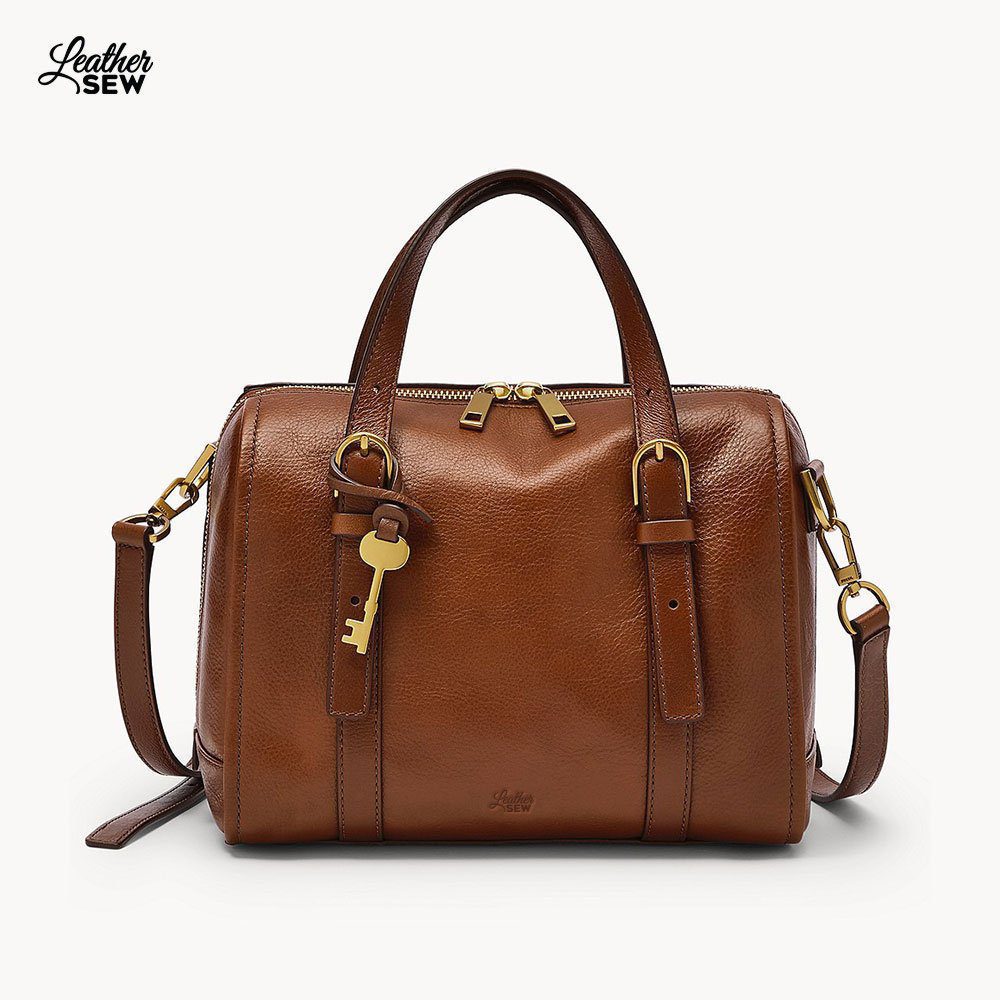 Women's Carlie Satchel Bag in Saddle Brown by Leather Sew