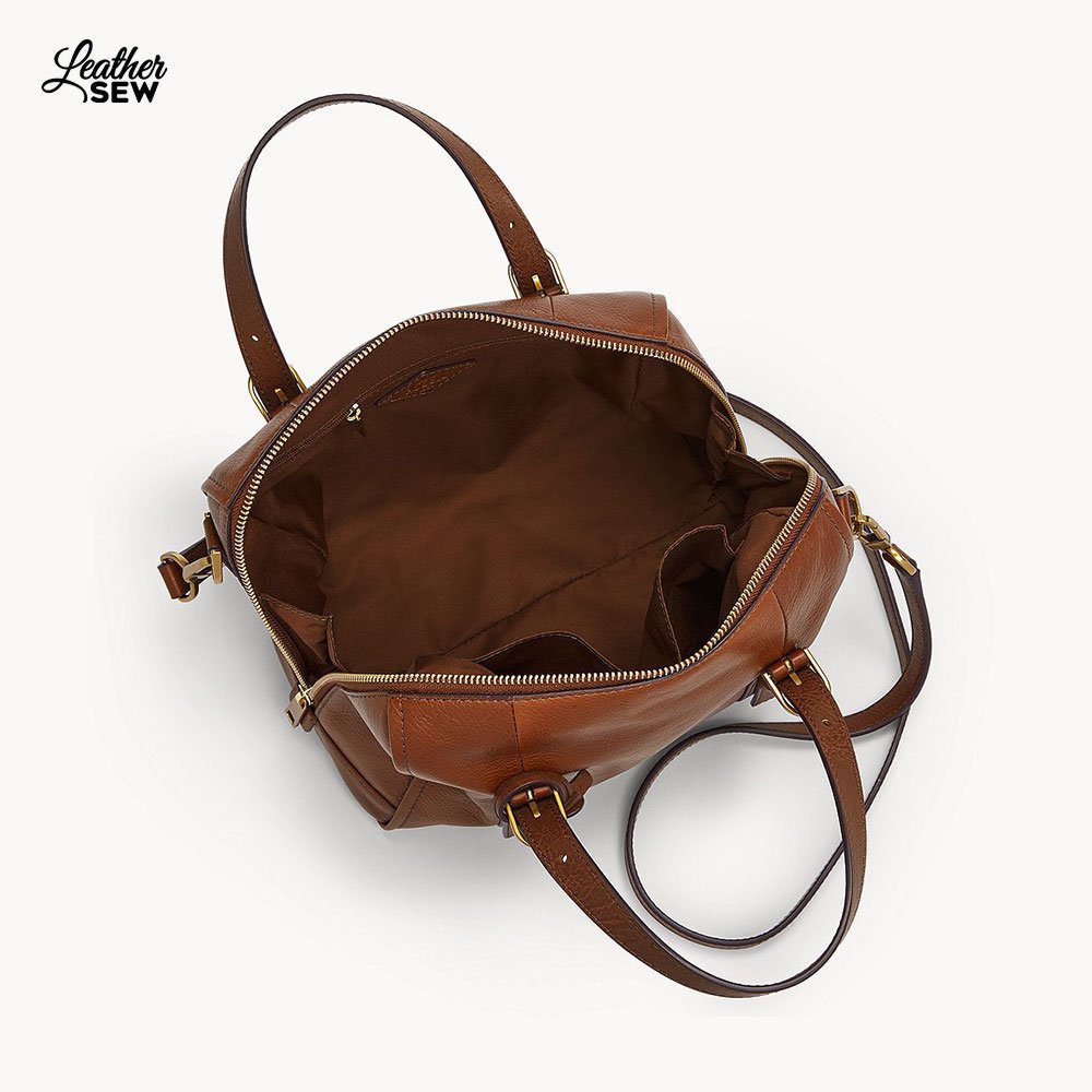 Women's Carlie Satchel Bag in Saddle Brown by Leather Sew