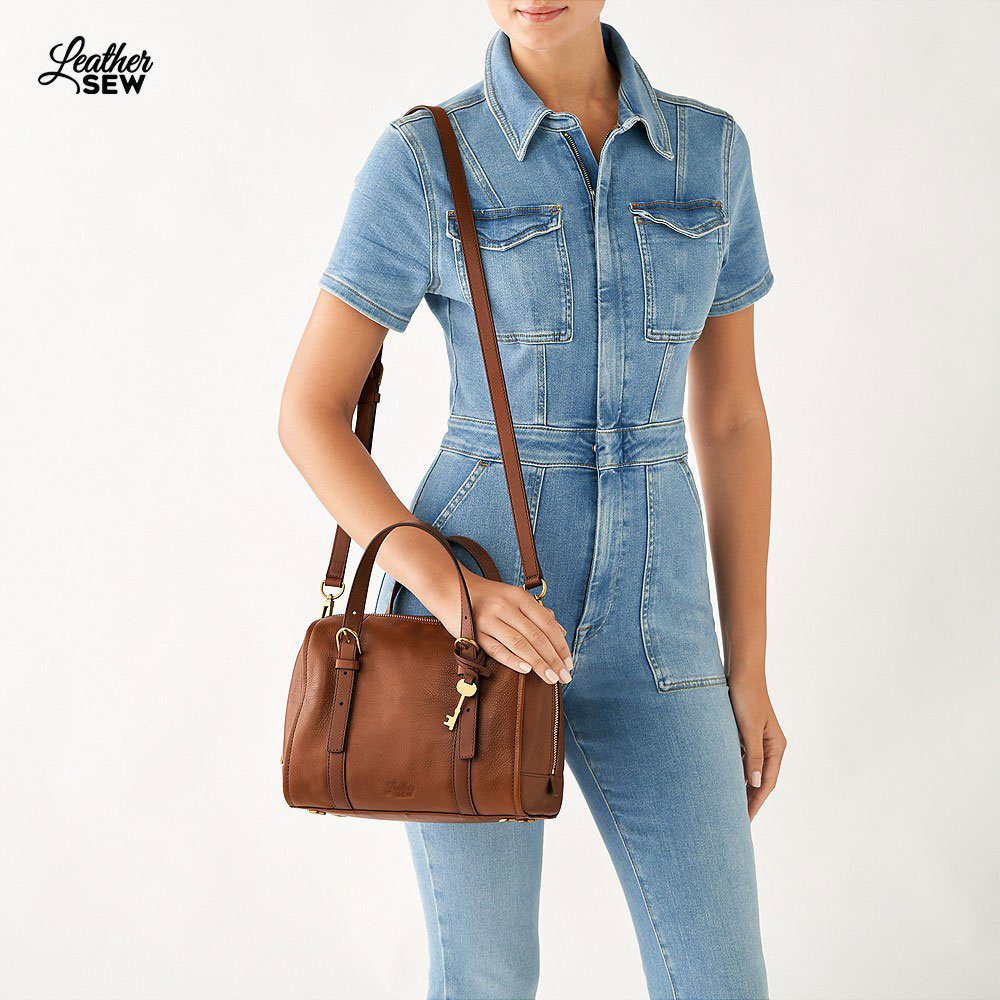 Women's Carlie Satchel Bag in Saddle Brown by Leather Sew