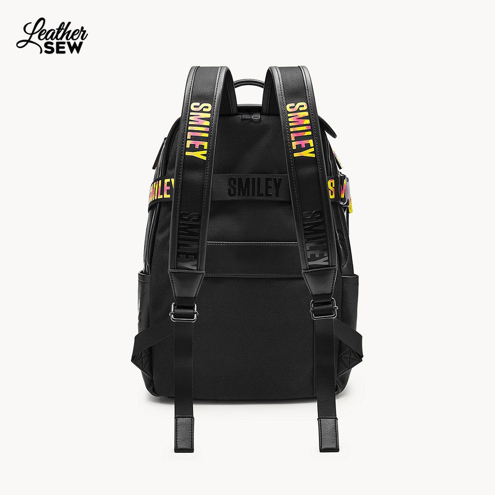 Smiley Leather Backpack For Men