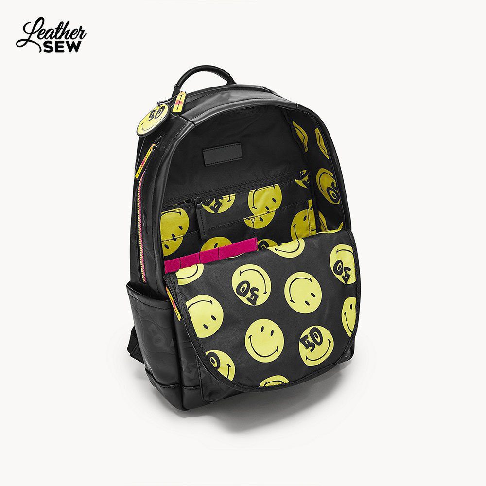 Smiley Leather Backpack For Men