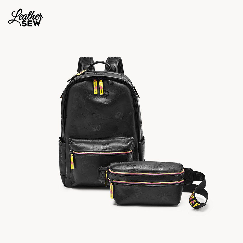 Smiley Leather Backpack For Men