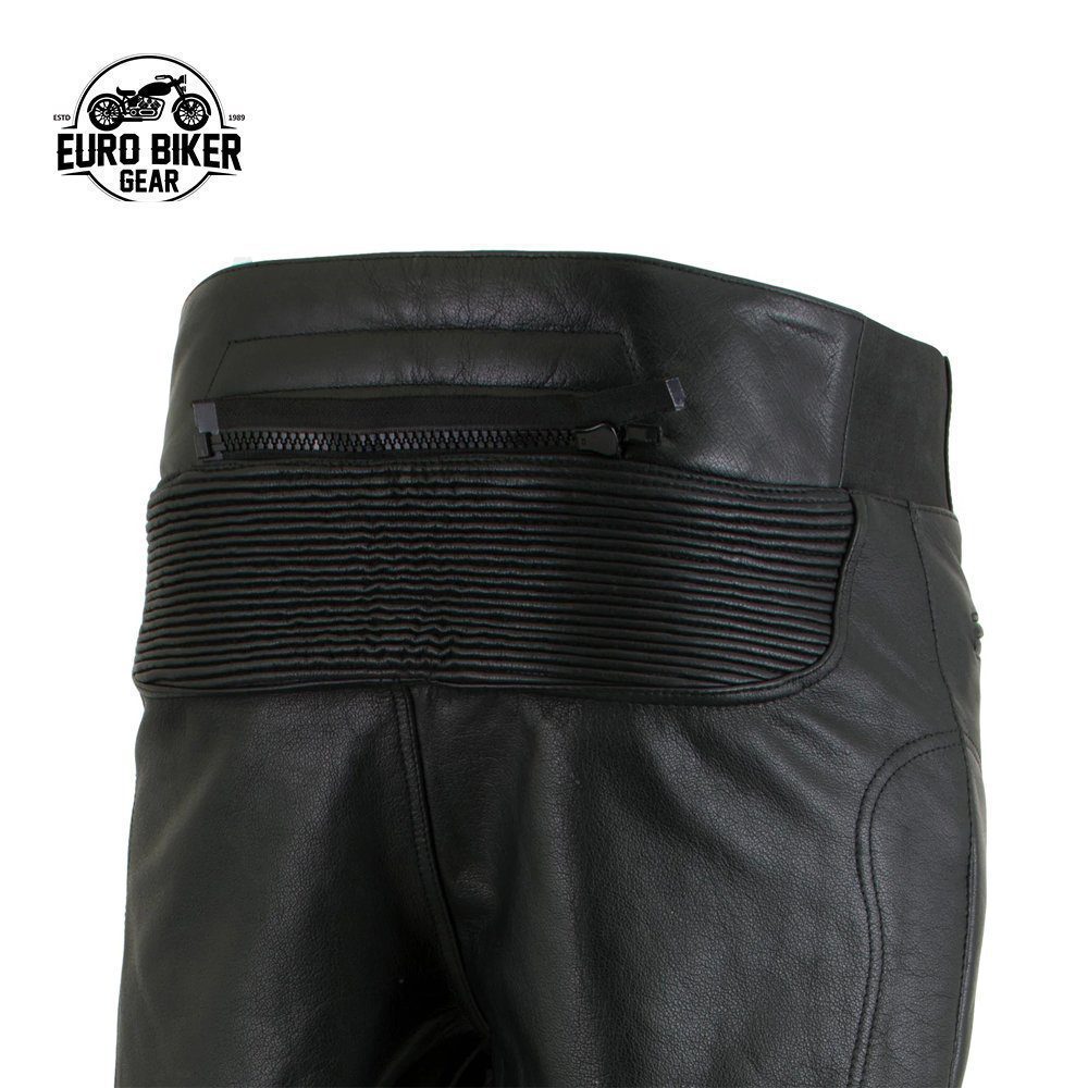 The Racer' Black Cowhide Leather Racing Pants with X-Armor Protection