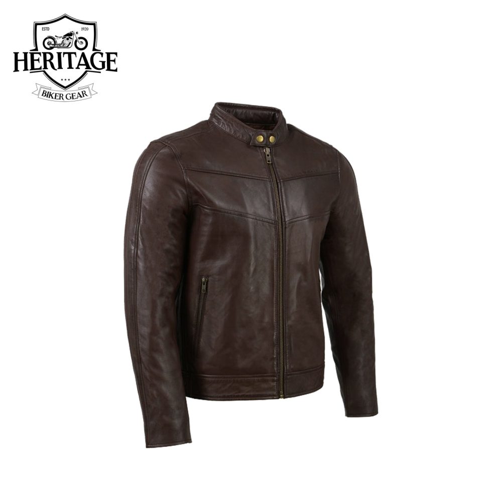 Men's Brown Café Racer Leather Jacket