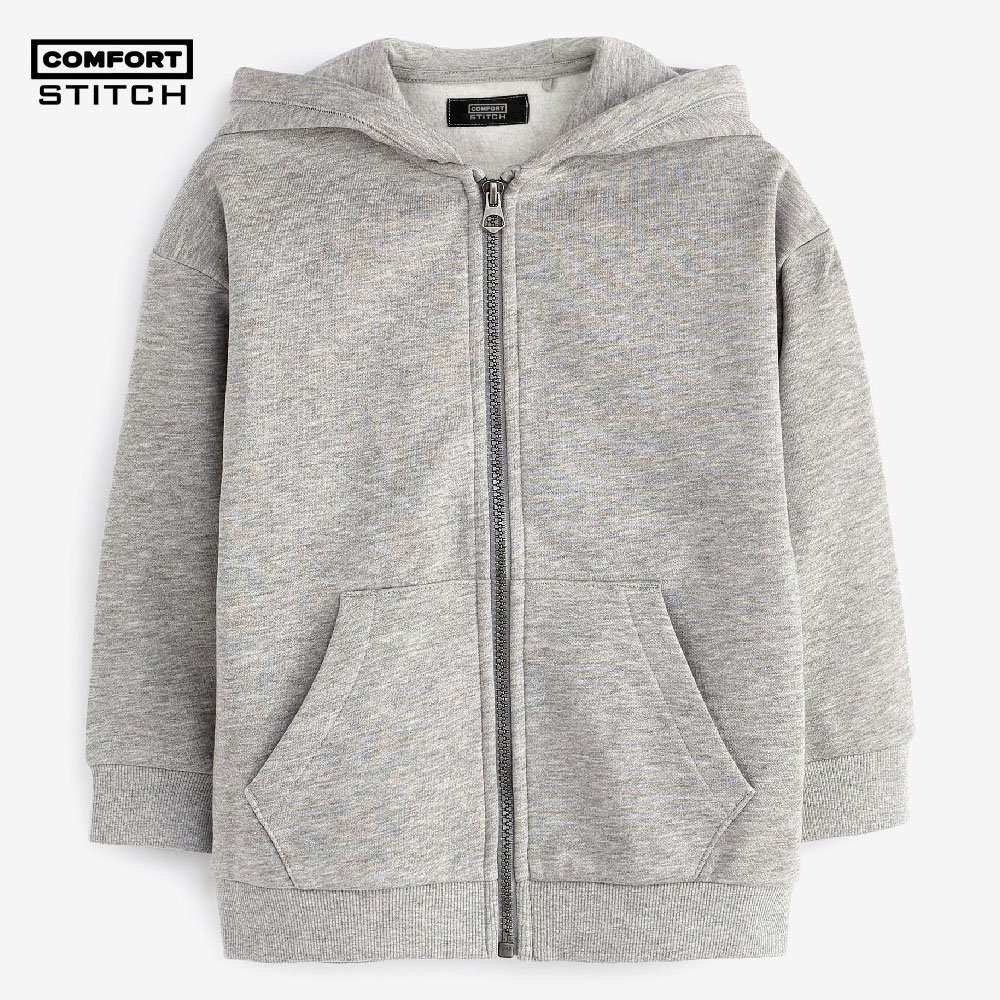 Zip-Through Hoodie With Ribbed Cuffs and Hem