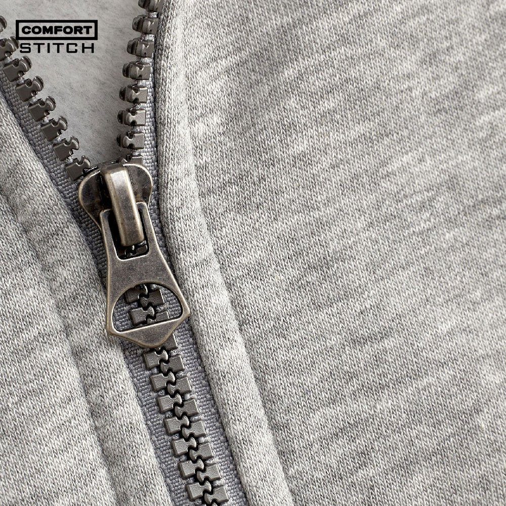 Zip-Through Hoodie With Ribbed Cuffs and Hem.