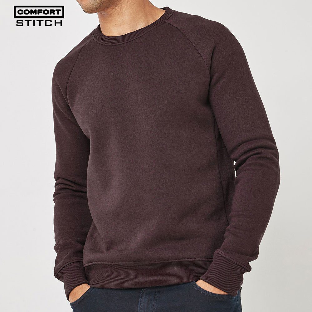 Comfort Stitch Burgundy Red Crew-Neck Sweatshirt