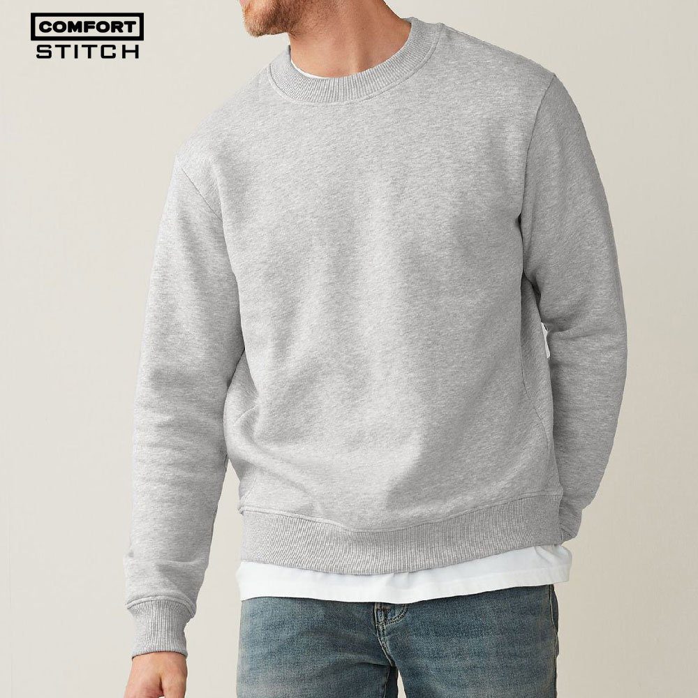 Comfort Stitch Classic Grey Crew-Neck Sweatshirt