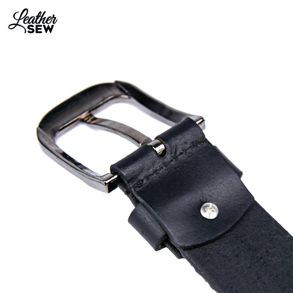 Men’s Rope Print Black Leather Belt