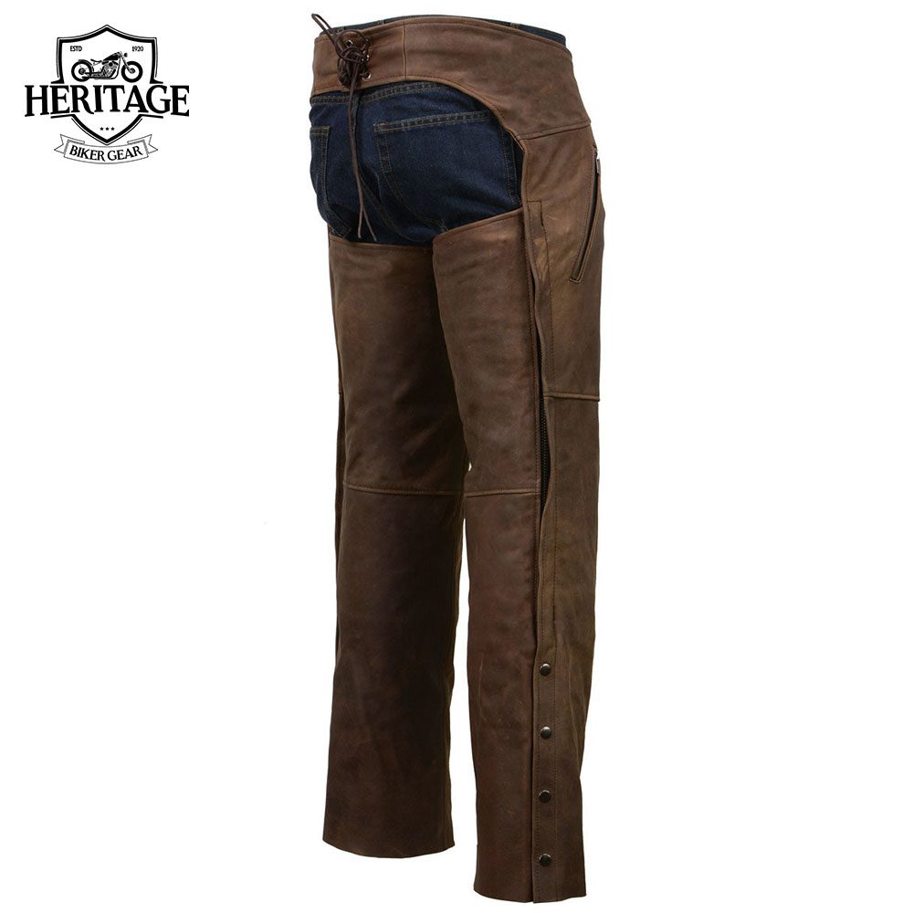 Motorcycle Leather Chaps for Men's Vintage