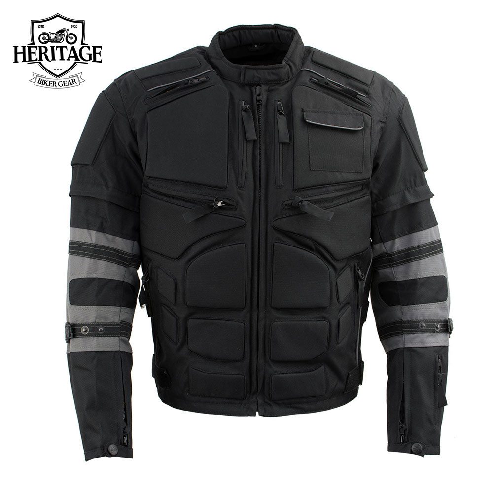 Men's Morph Black and Grey Tri-Tex Armored Motorcycle Jacket