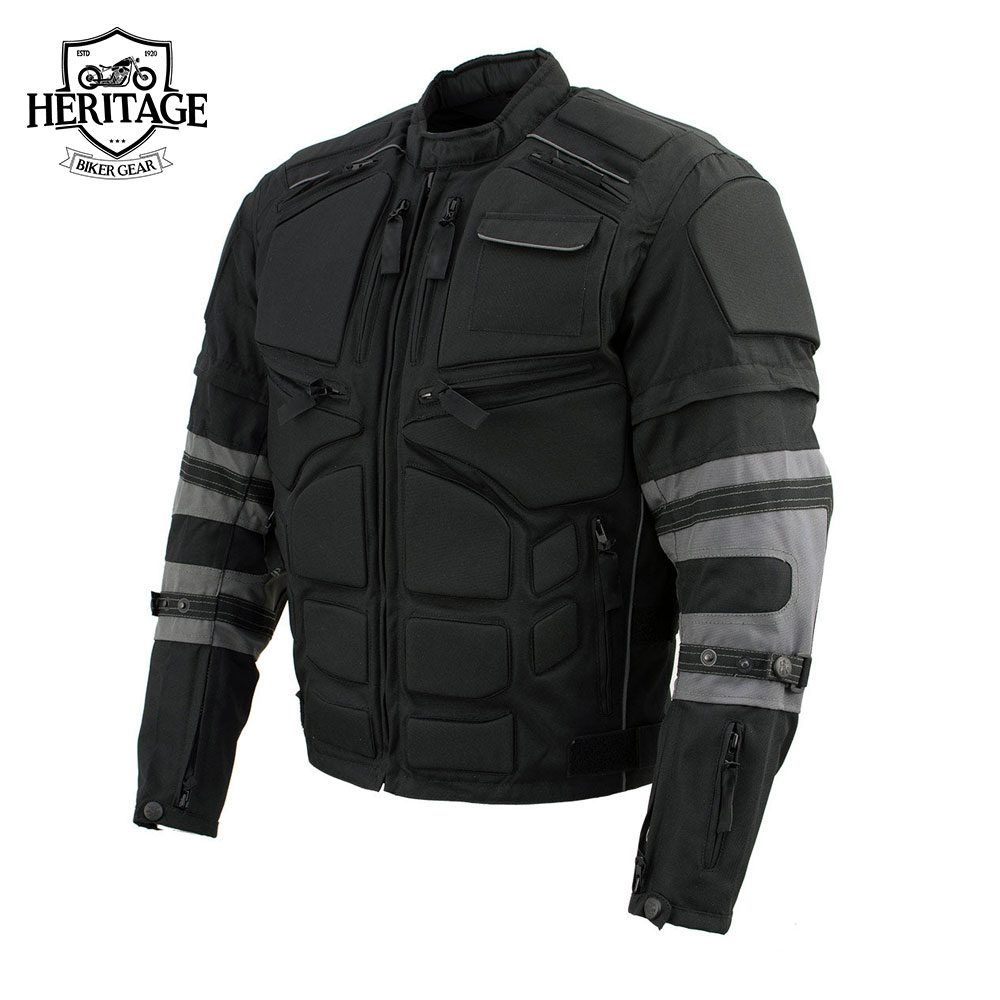 Men's Morph Black and Grey Tri-Tex Armored Motorcycle Jacket