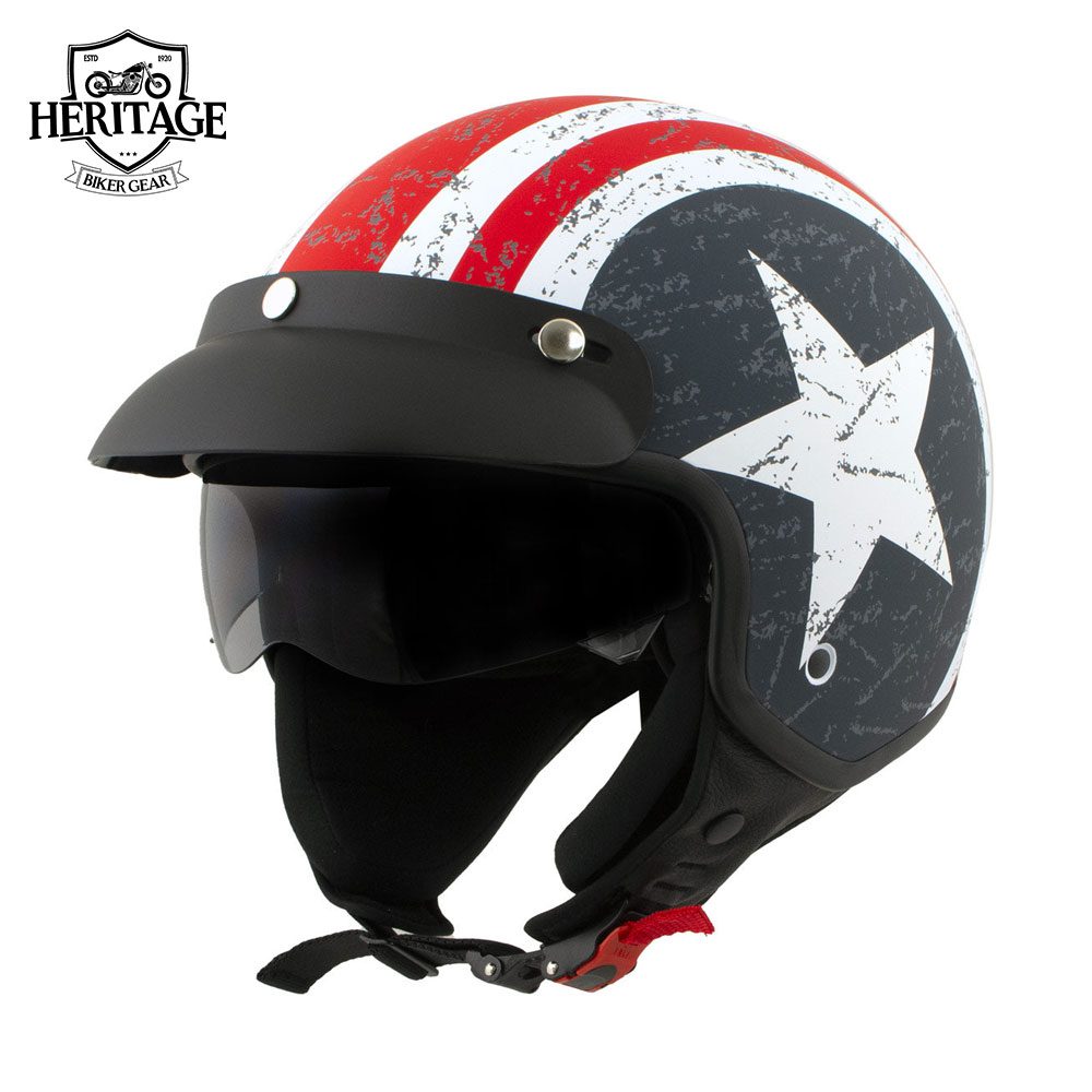 Open Face Stars and Stripes Motorcycle Helmet for Men