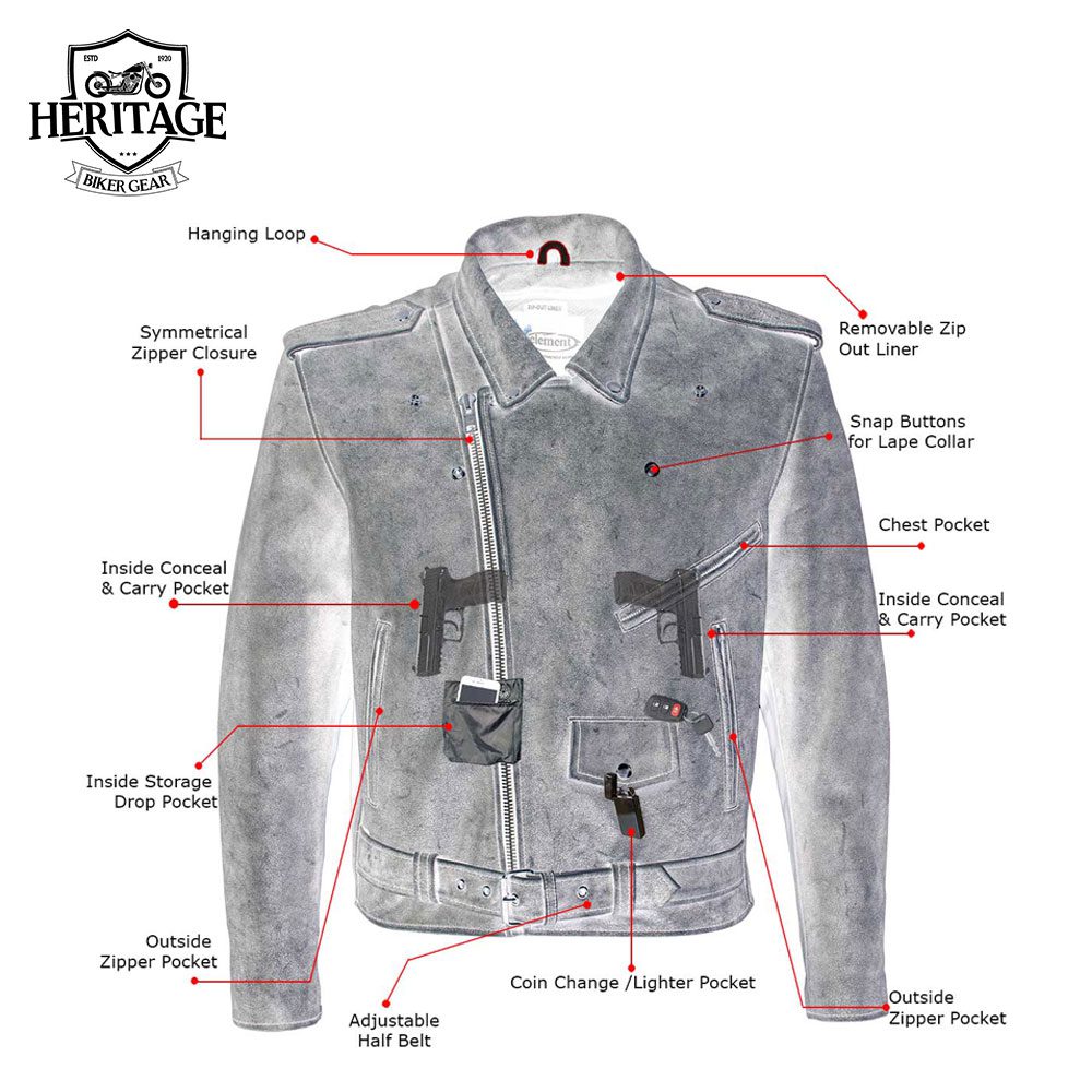 Men's 'Silver' Distressed Gray Classic Motorcycle Leather Jacket