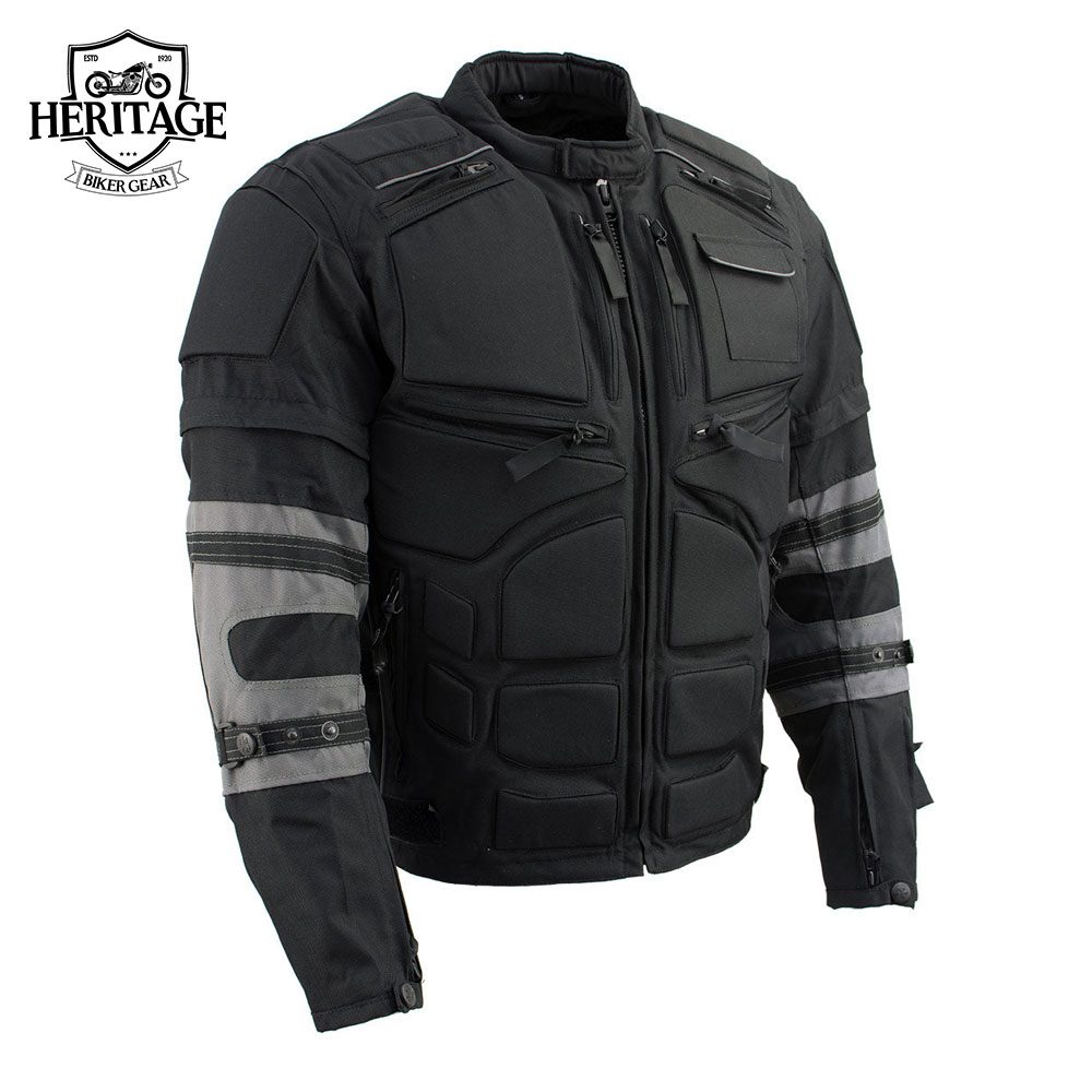 Men's Morph Black and Grey Tri-Tex Armored Motorcycle Jacket