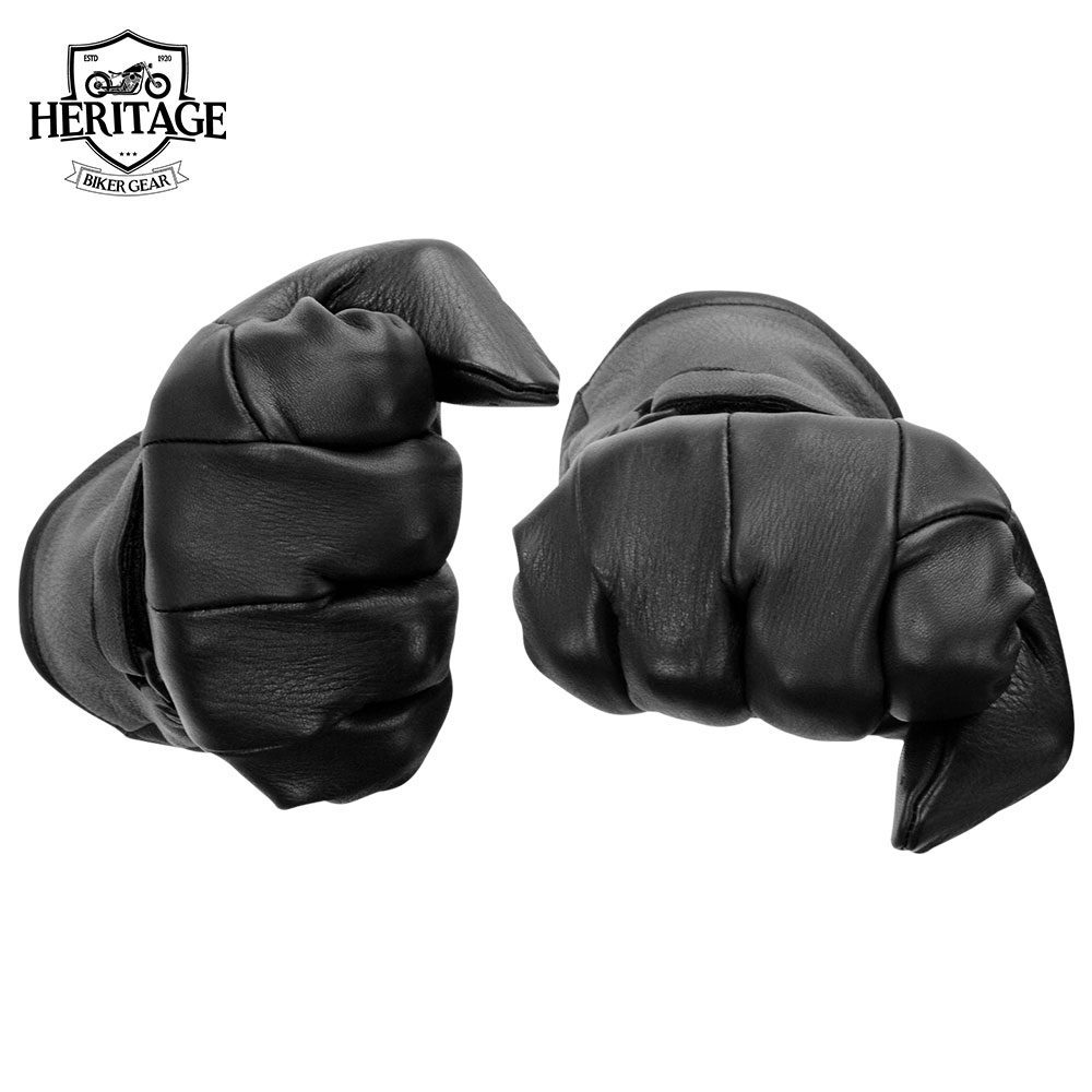 Men's Gauntlet Motorcycle Hand Gloves-Deerskin Adjustable Wrist Strap