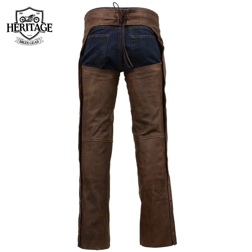 Motorcycle Leather Chaps for Men's Vintage