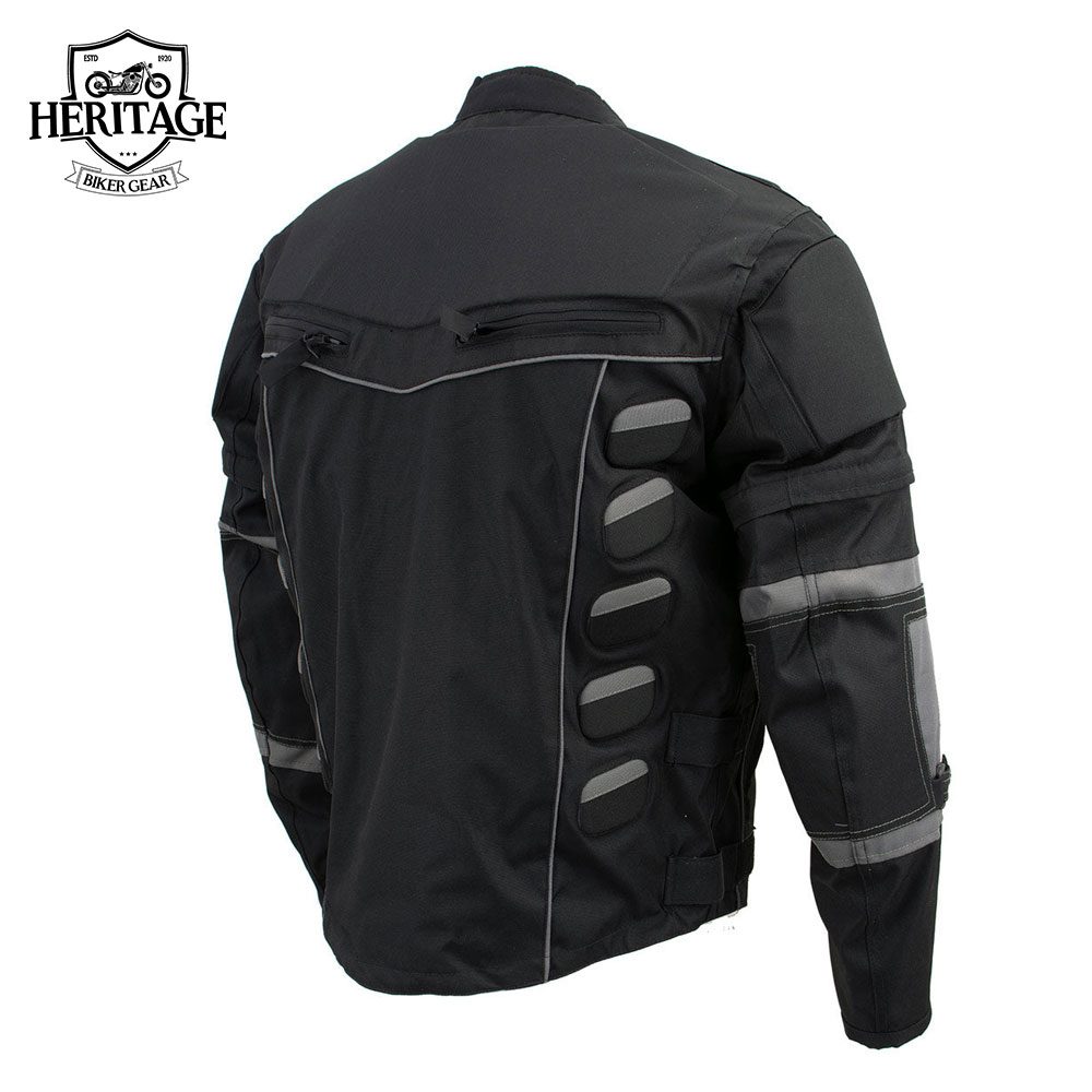 Men's Morph Black and Grey Tri-Tex Armored Motorcycle Jacket