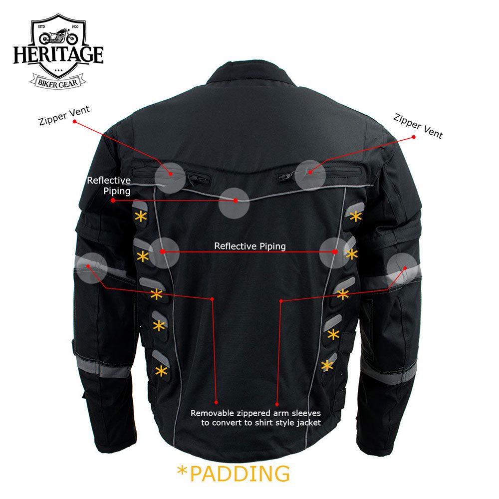 Men's Morph Black and Grey Tri-Tex Armored Motorcycle Jacket