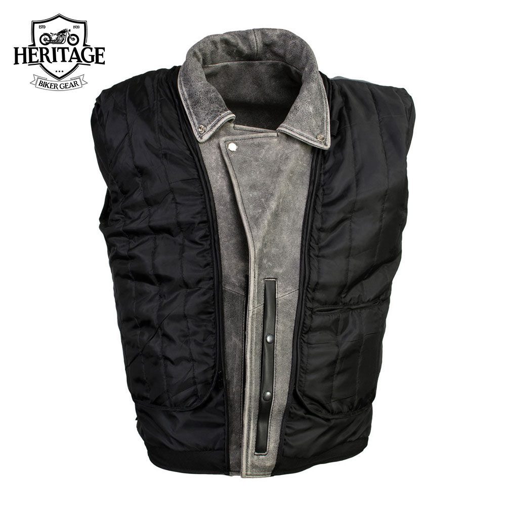 Men's 'Silver' Distressed Gray Classic Motorcycle Leather Jacket