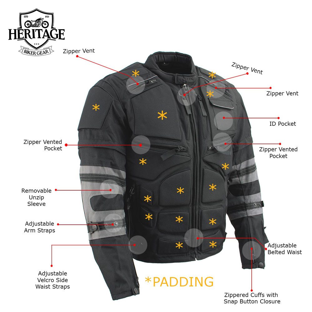 Men's Morph Black and Grey Tri-Tex Armored Motorcycle Jacket