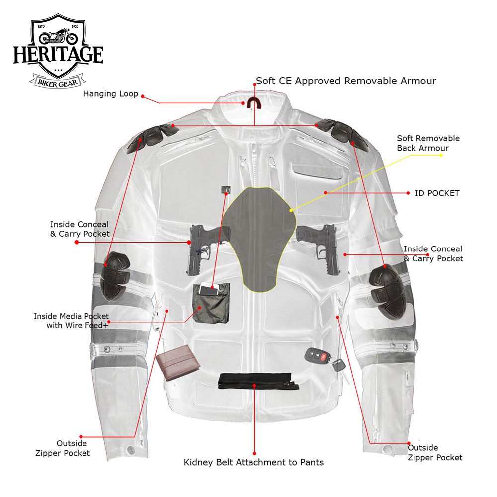 Men's Morph Black and Grey Tri-Tex Armored Motorcycle Jacket