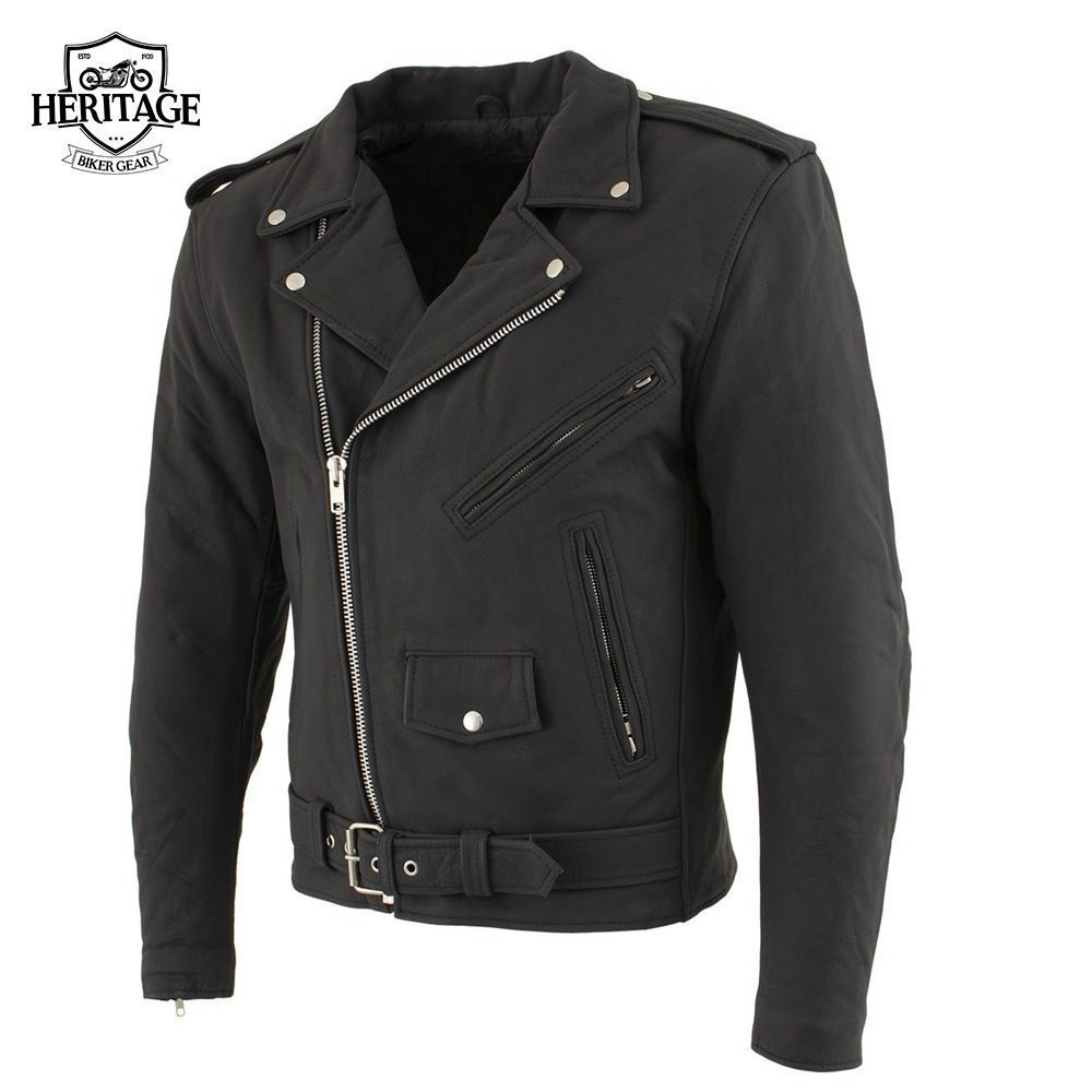 Top-Rated Men's Flat Black Motorcycle Leather Jacket