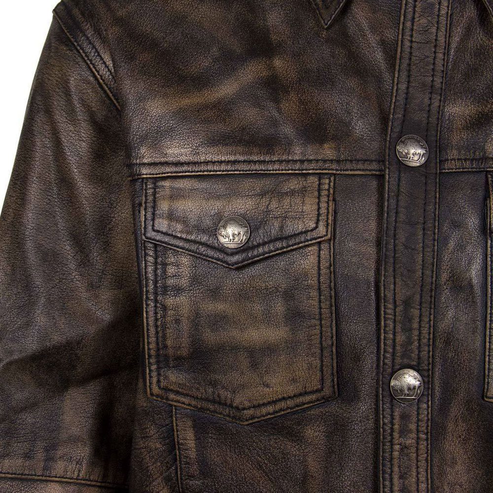 Stylish Brown Leather Biker Shirt: Casual Comfort