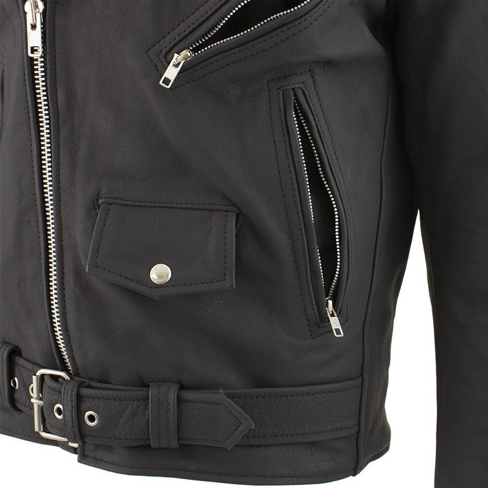 Top-Rated Men's Flat Black Motorcycle Leather Jacket