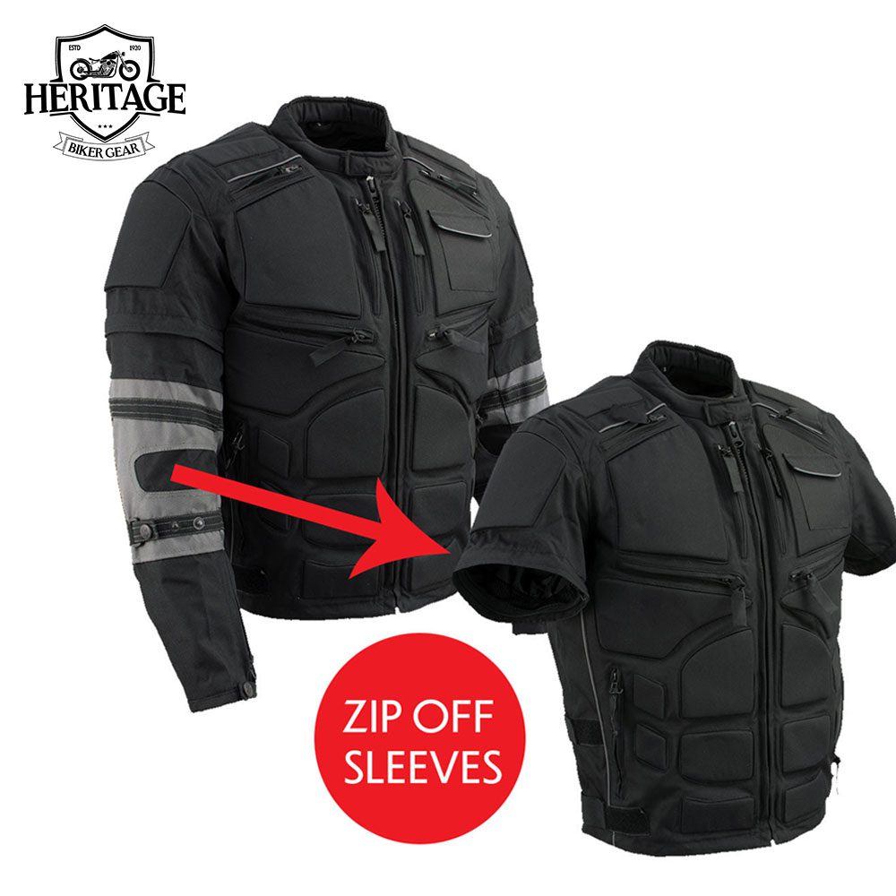 Men's Morph Black and Grey Tri-Tex Armored Motorcycle Jacket