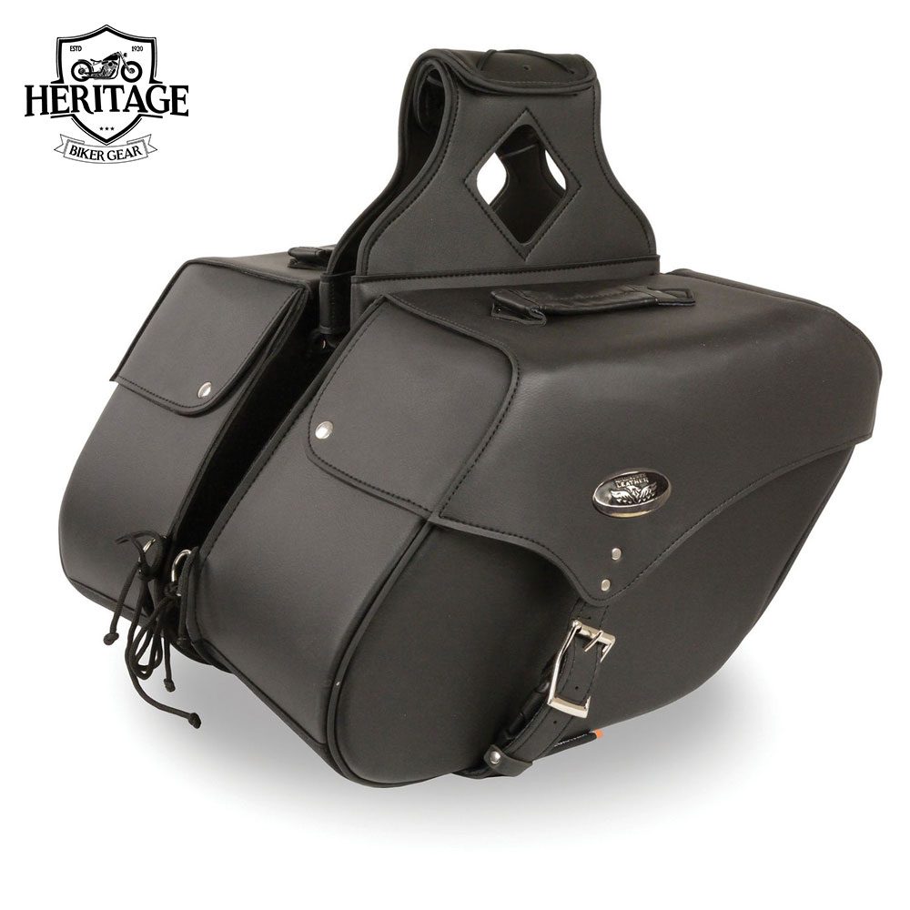 Heritage Biker Gear Black Large Zip-Off Single Strap Motorcycle Saddle Bag