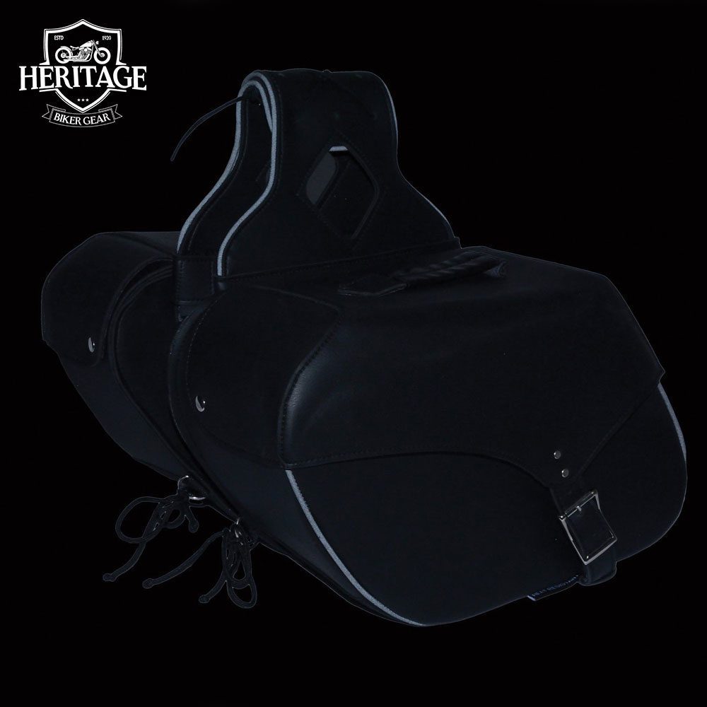 Heritage Biker Gear Black Large Zip-Off Single Strap Motorcycle Saddle Bag