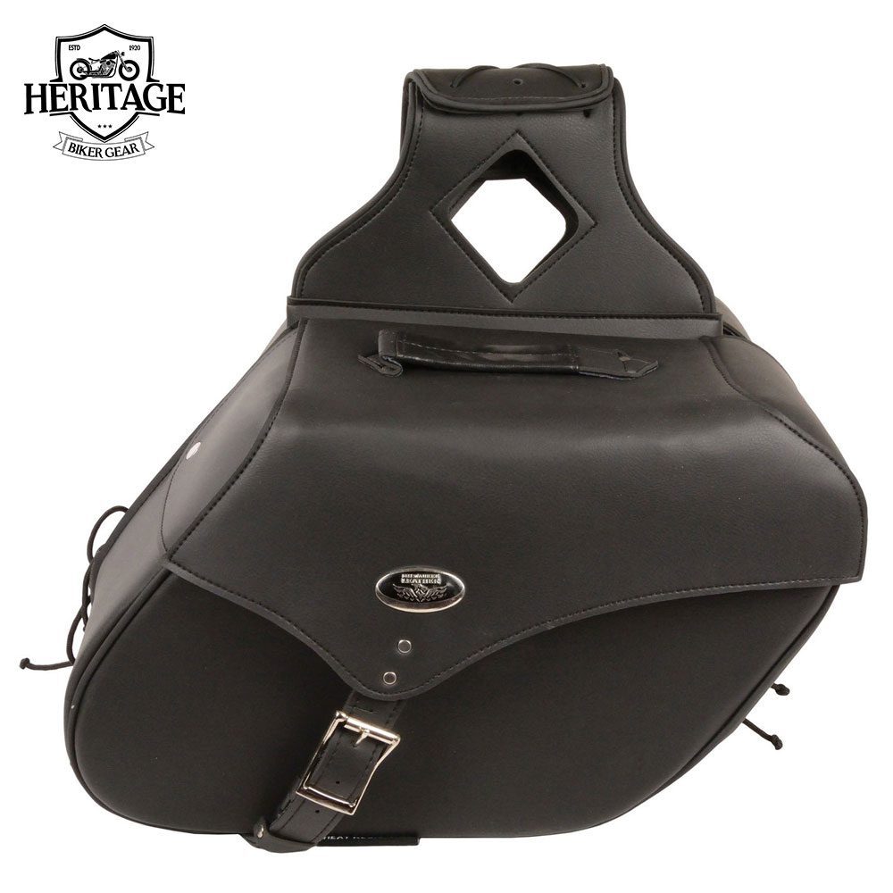 Heritage Biker Gear Black Large Zip-Off Single Strap Motorcycle Saddle Bag