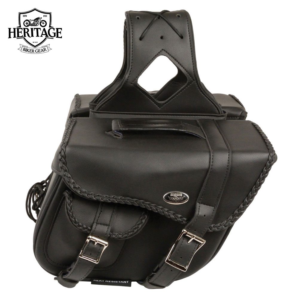 Performance Black Medium Braided Zip-Off PVC Throw-Over Saddle Bag