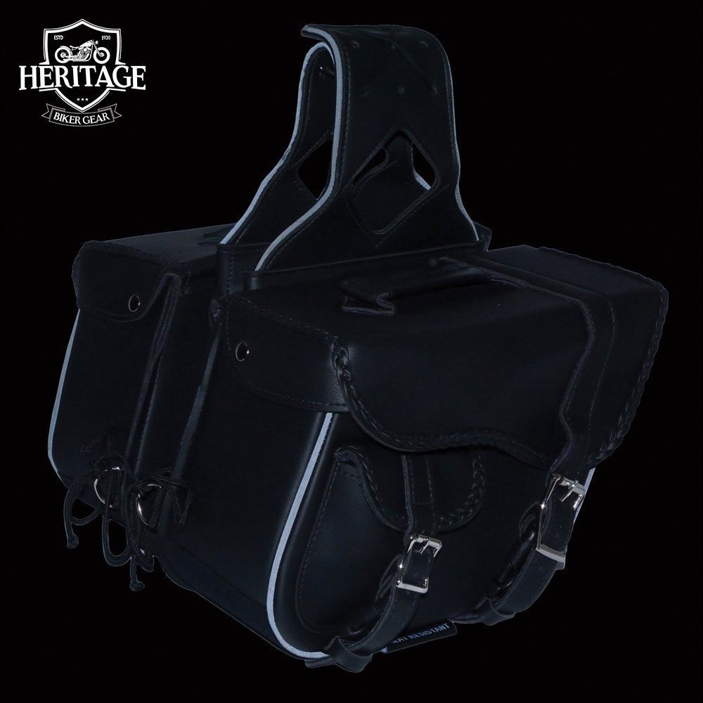 Performance Black Medium Braided Zip-Off PVC Throw-Over Saddle Bag