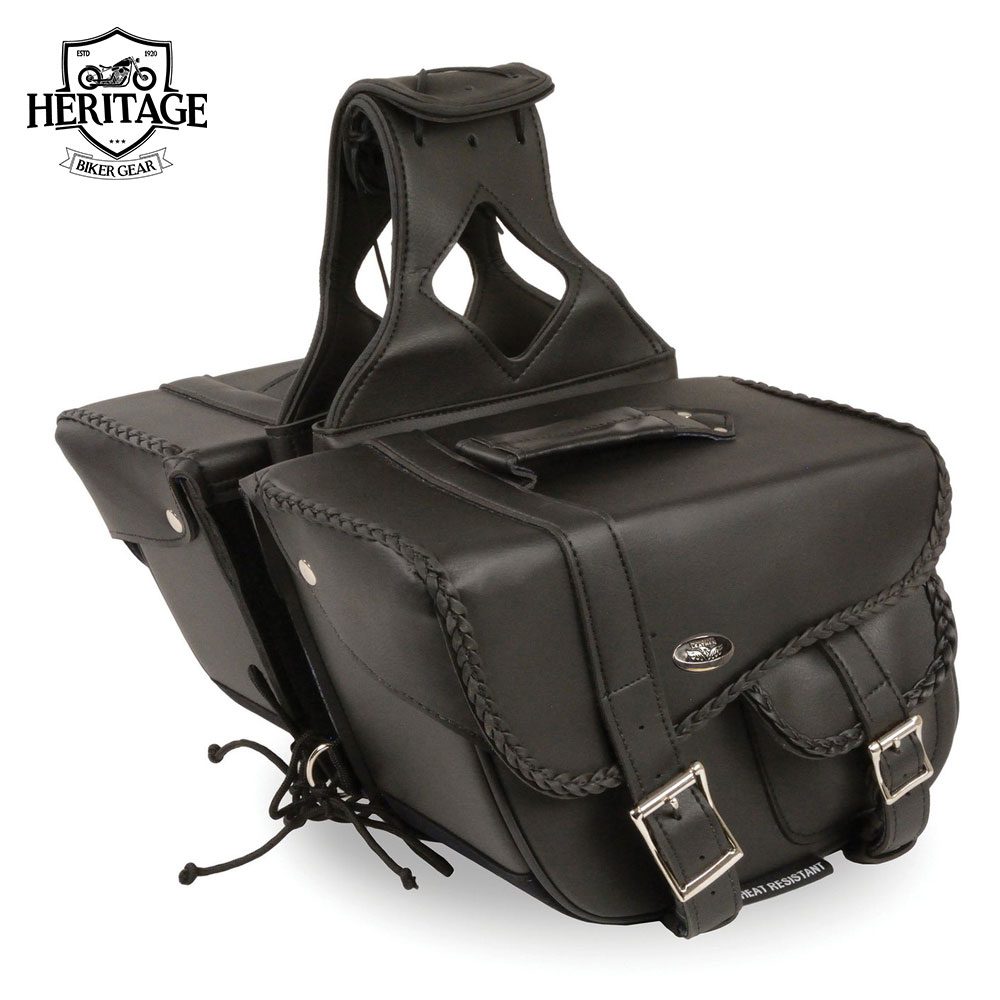 Performance Black Medium Braided Zip-Off PVC Throw-Over Saddle Bag