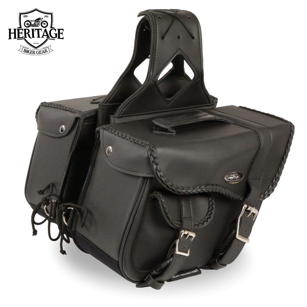 Performance Black Medium Braided Zip-Off PVC Throw-Over Saddle Bag