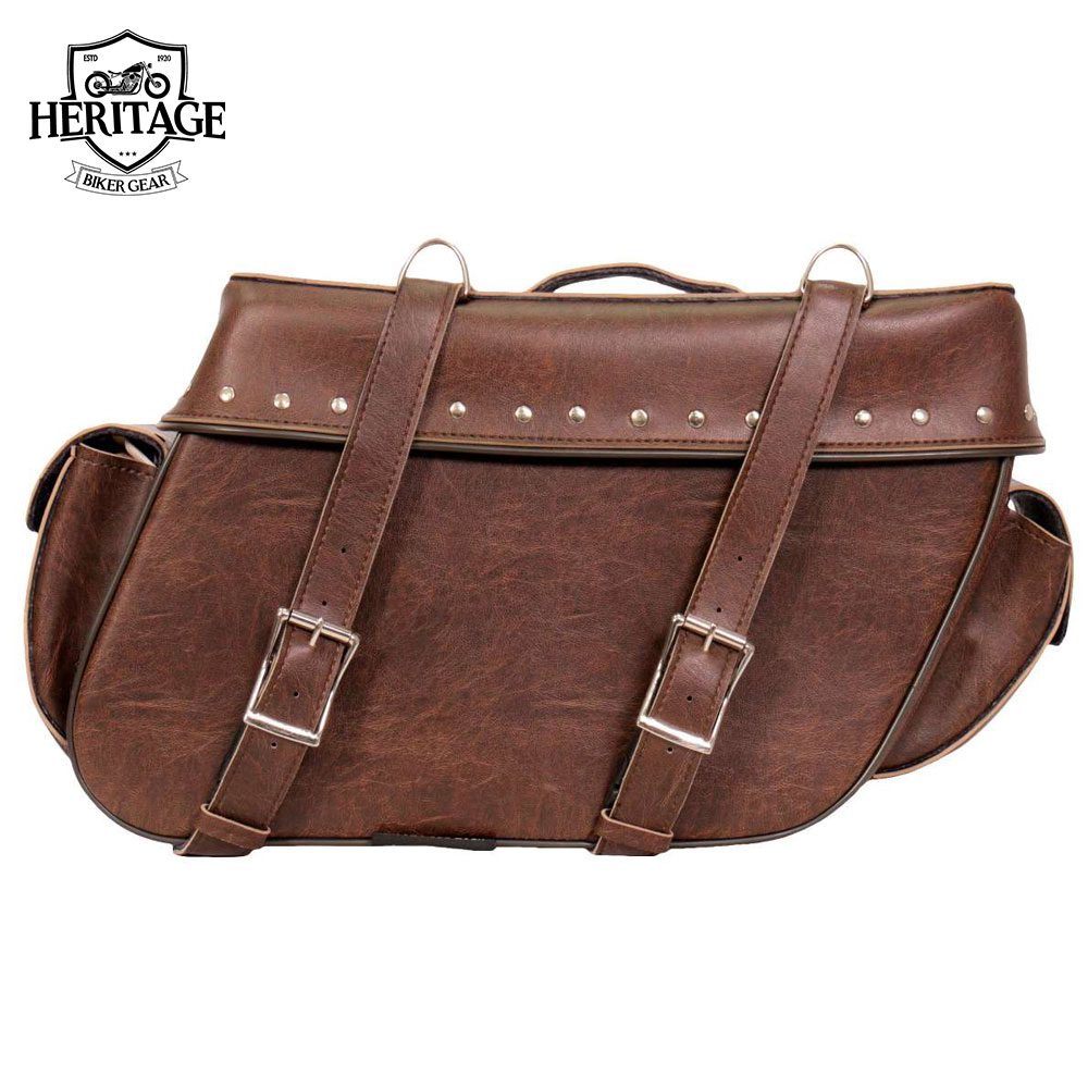 Heritage Biker Gear Hot Leathers Brown Saddle Bag