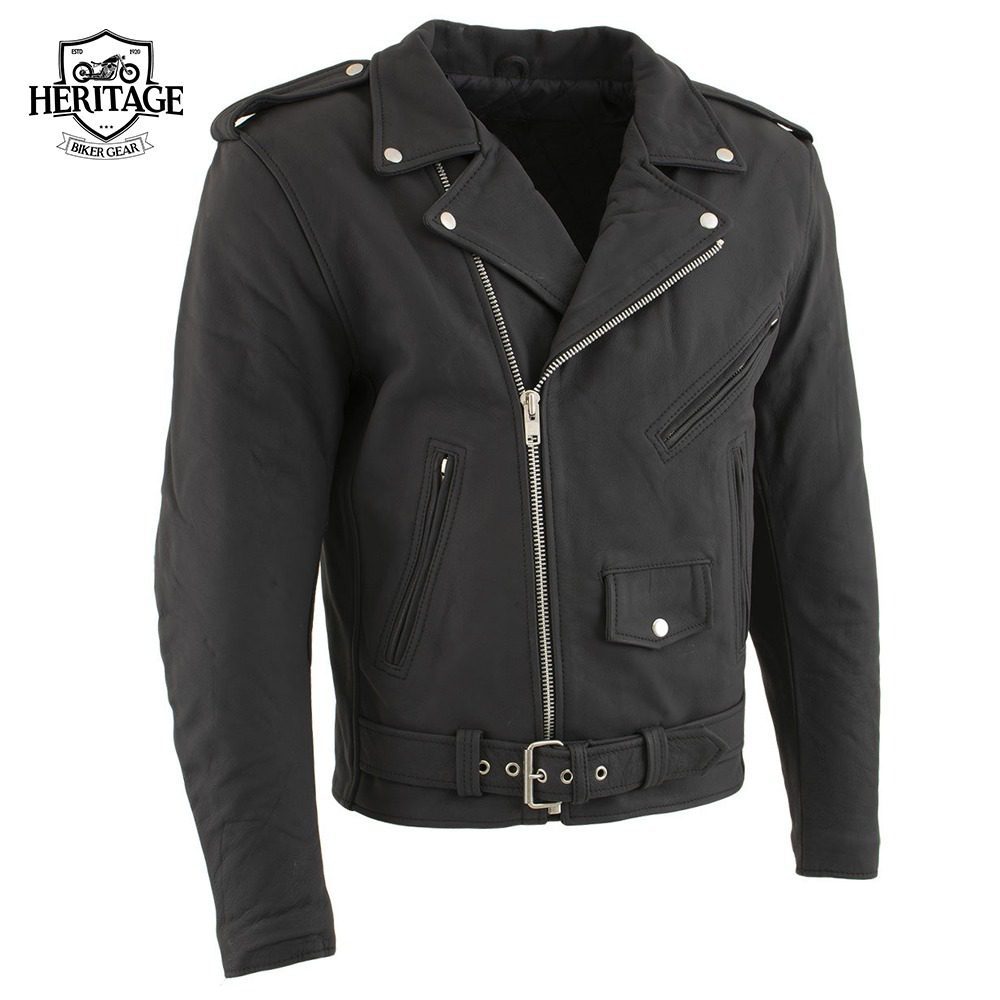 Men's Flat Black Motorcycle Leather Jacket