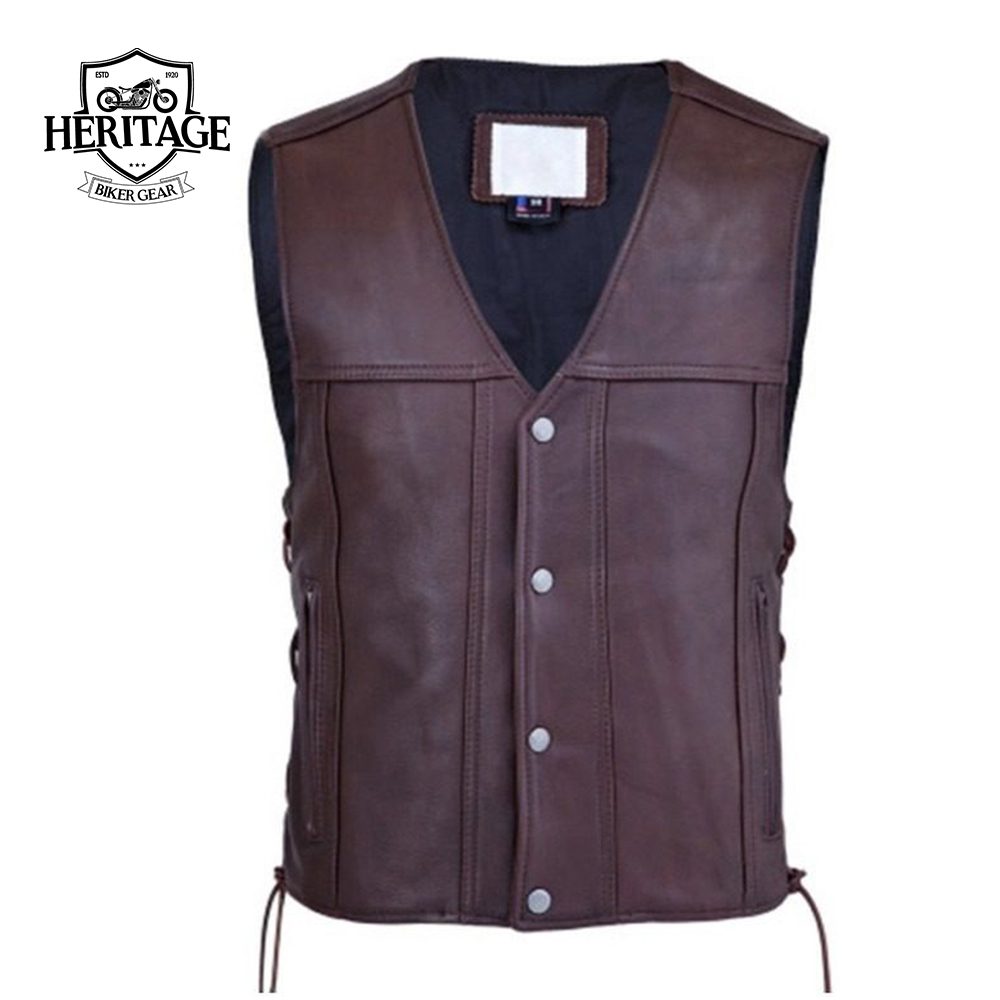 Brown Cowhide Highway 21 Motorcycle Vest