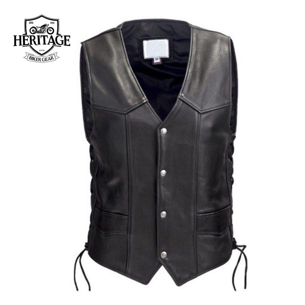 Men's Laced Full Back Motorcycle Vest