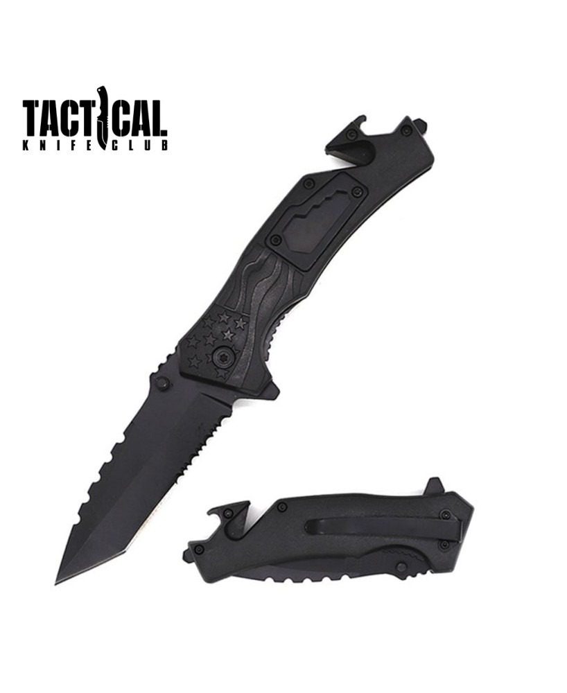 8" Military Tactical Spring Assisted Rescue Multi Tool Pocket Knife