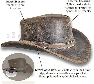 Australian Oiled Outback Leather Hat for Men and Women