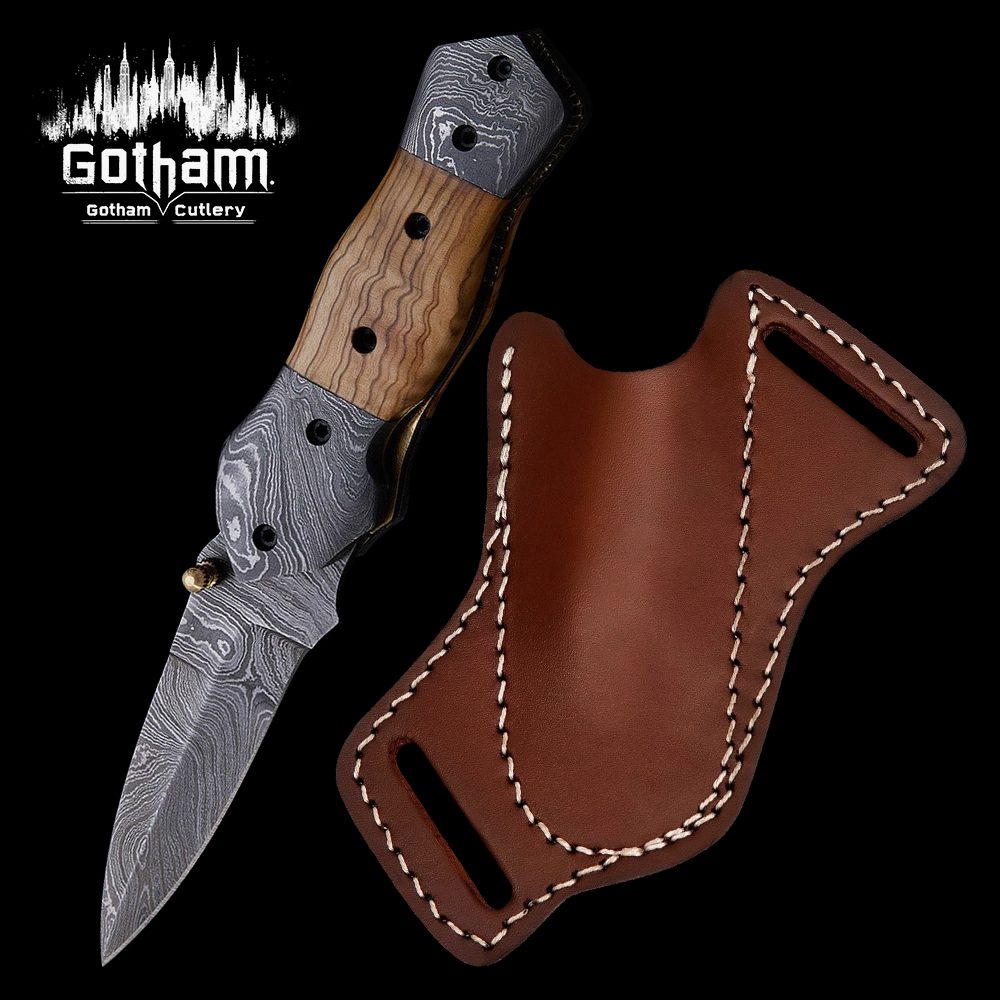 Folding Knife With Burl Wood Handle