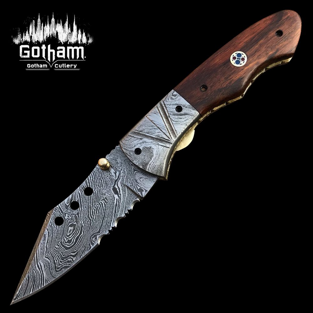 Custom Handmade Damascus Folding Knife With Pocket Clip