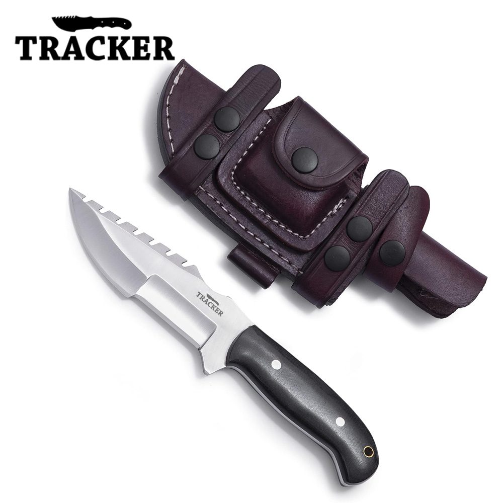 Handmade Tracker Knife D2 Steel Hunting and Tactical Knife with Micarta Handle