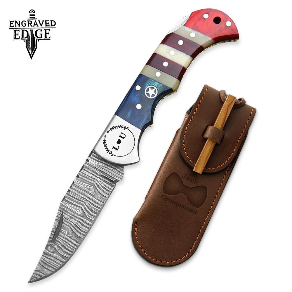 Pocket Knife with Texas Flag Handle