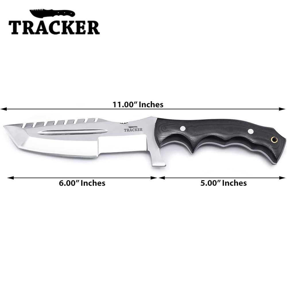 Handmade D2 Steel Tracker Hunting Knife with G10 Handle