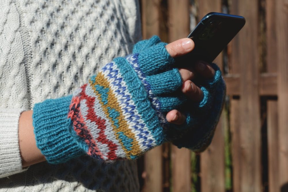 Namche Hand Knit Convertible Mitten, Winter Gloves with Fleece Lining