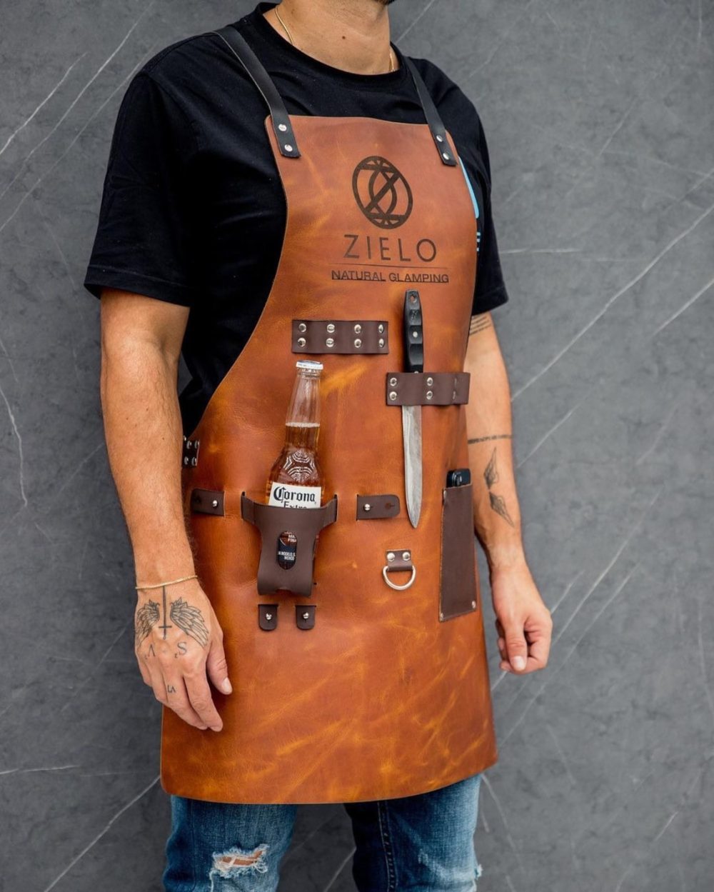 Personalise American Flag Leather Apron with Pockets